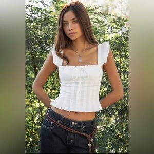 🆕🤍WHITW RUFFLE POPLIN TOP